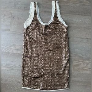 Aritzia Wilfred Bronze Sequin Mini Dress